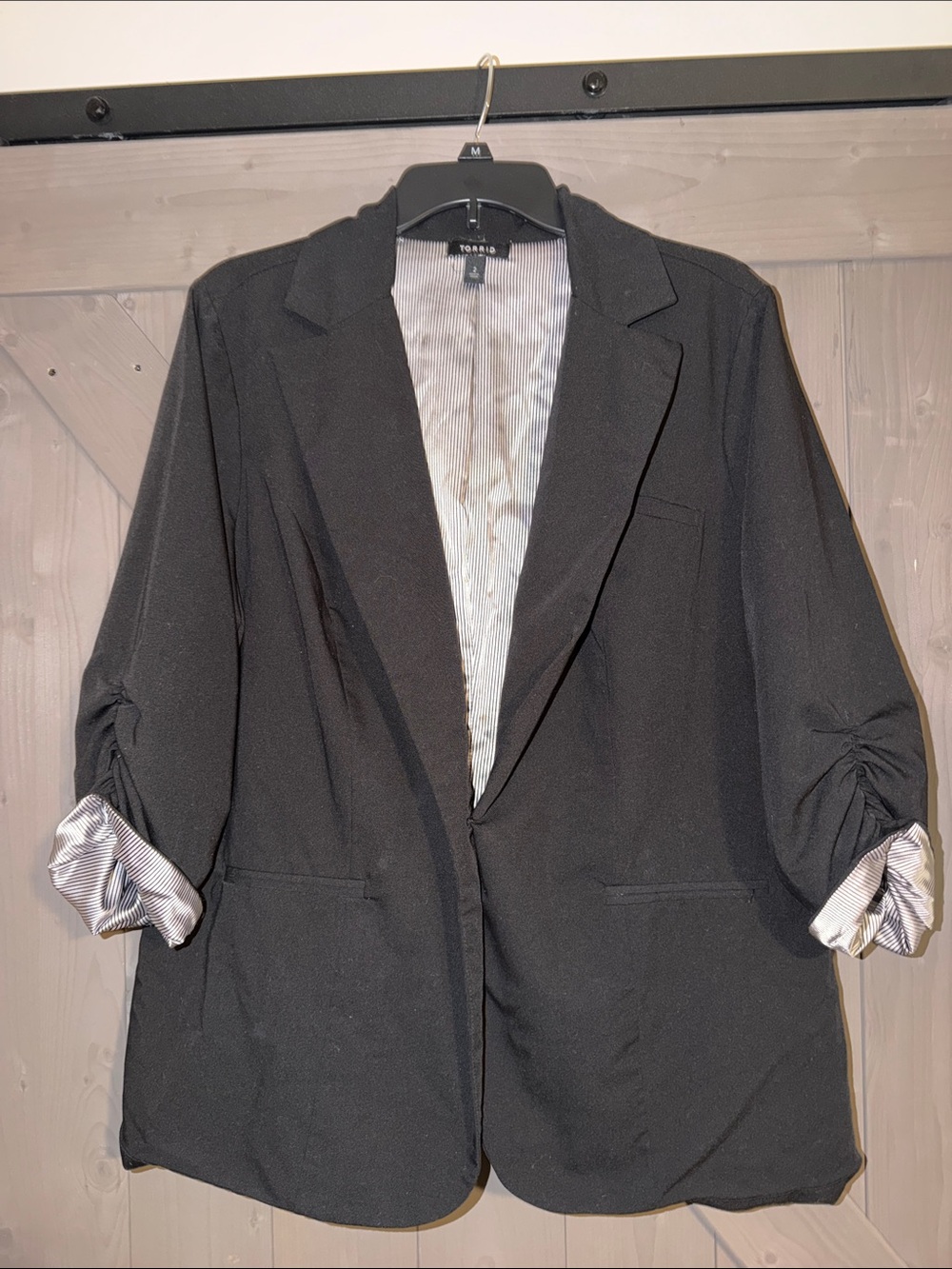 torrid Black Relaxed-Fit Women's Blazer with Rolled Sleeves